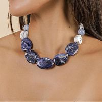 Колье Nature Bijoux, Arctique, с содалитом, говлитом и аквамарином, NB25.1-15-43411 синий